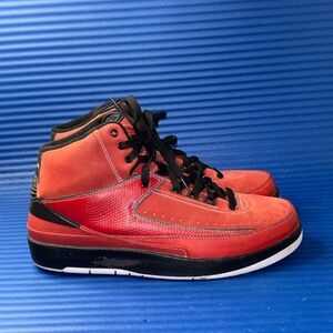 Size 9.5- Air Jordan 2 Retro QF 2010 Candy Pack Varsity Red Black 395709-601